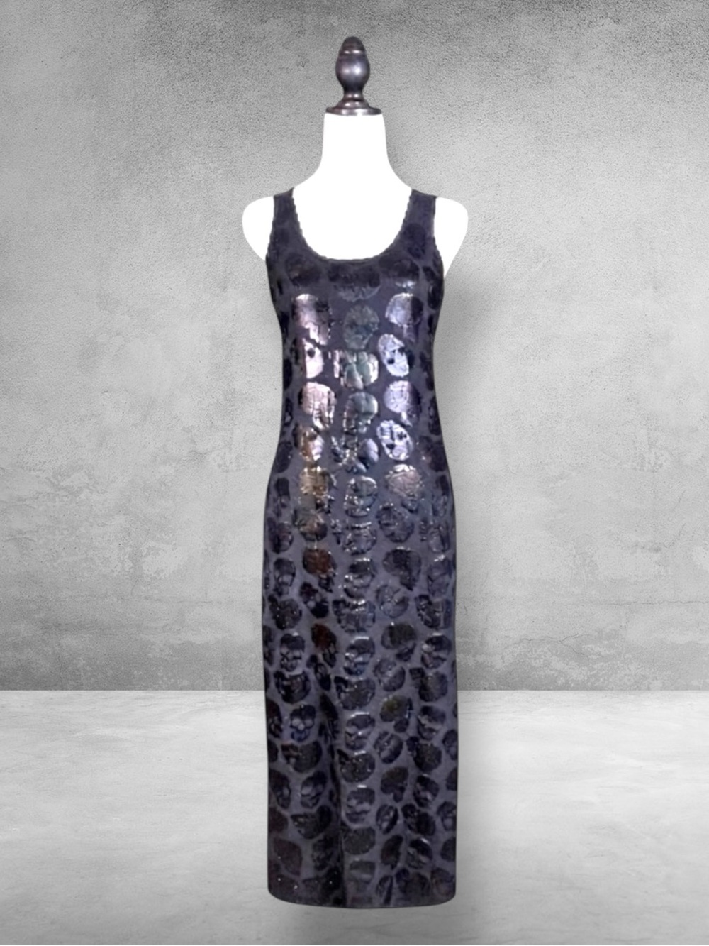 Iron Fist Skullz Club Dress Black Maxi Bodycon Skull Motif Goth Punk Rave M NWT